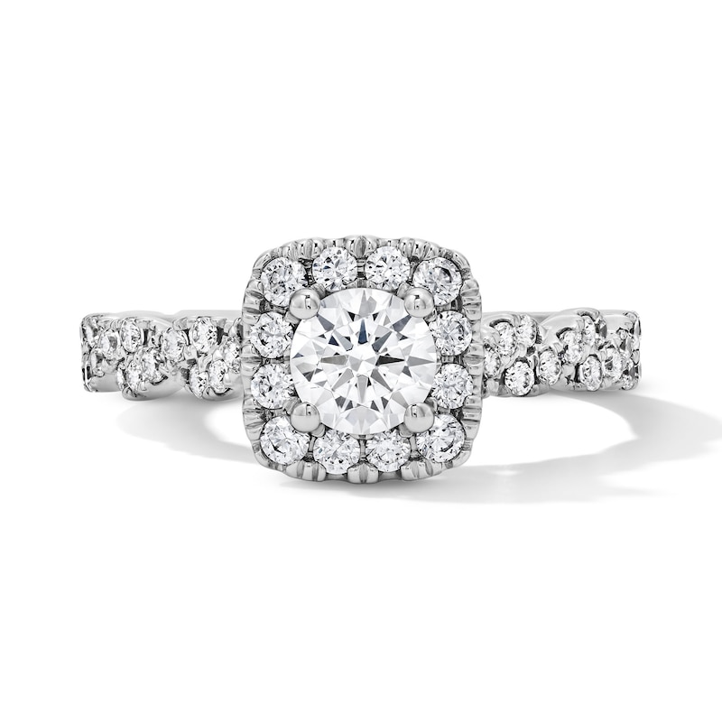 Main Image 1 of 1 CT. T.W. Certified Lab-Grown Diamond Cushion Frame Engagement Ring in 14K White Gold (F/VS2)