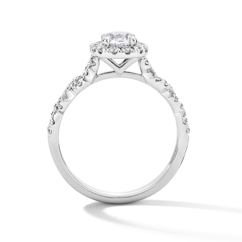 Main Image 3 of 1 CT. T.W. Certified Lab-Grown Diamond Cushion Frame Engagement Ring in 14K White Gold (F/VS2)