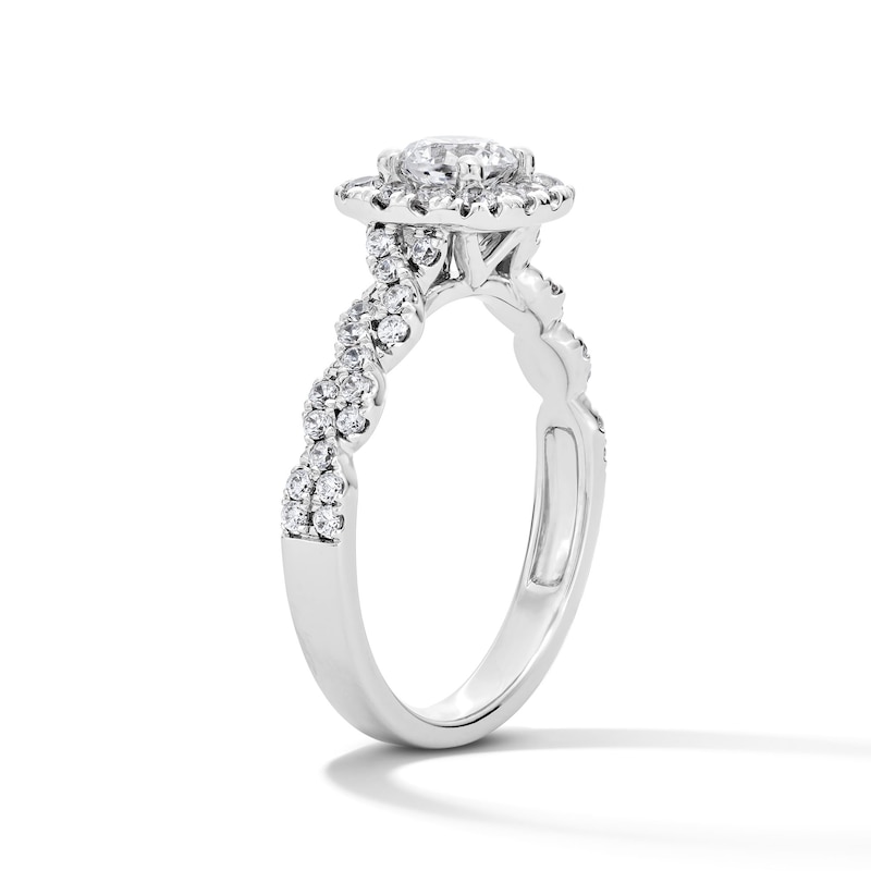 Main Image 5 of 1 CT. T.W. Certified Lab-Grown Diamond Cushion Frame Engagement Ring in 14K White Gold (F/VS2)