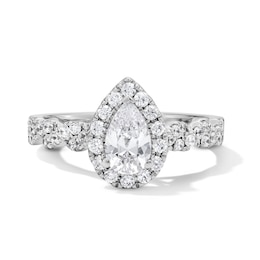 1 CT. T.W. Pear-Shaped Certified Lab-Grown Diamond Frame Engagement Ring in 14K White Gold (F/VS2)