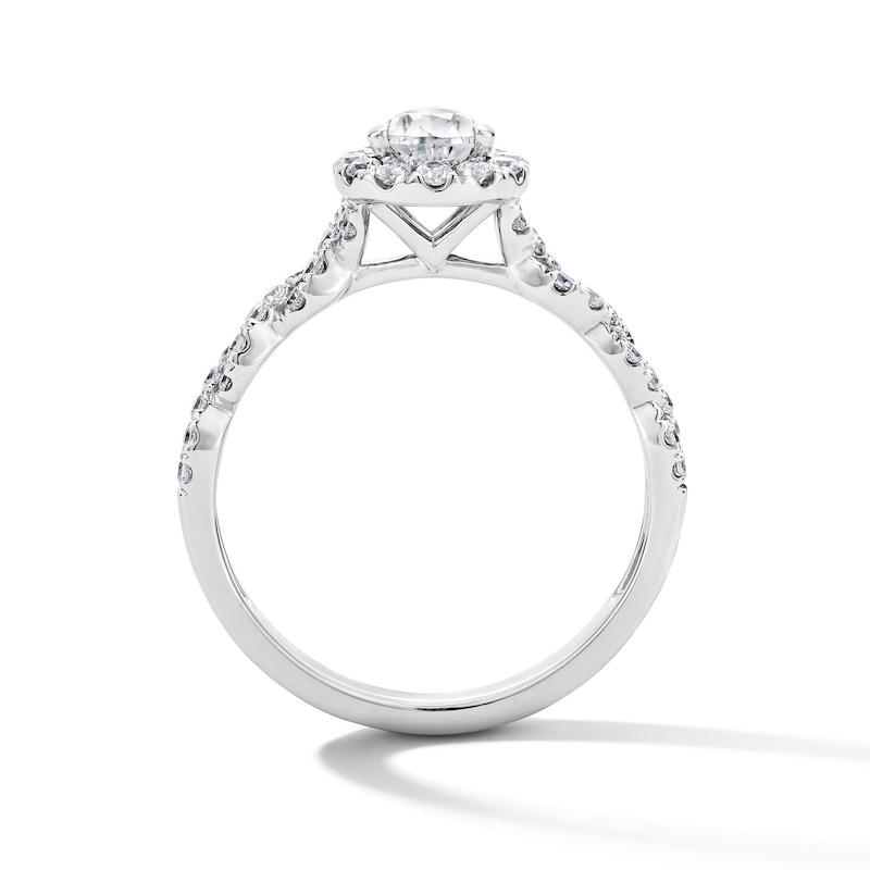 Main Image 3 of 1 CT. T.W. Pear-Shaped Certified Lab-Grown Diamond Frame Engagement Ring in 14K White Gold (F/VS2)