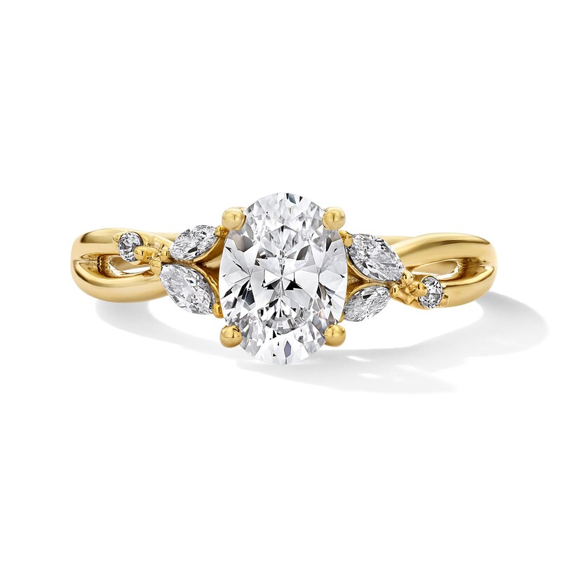 Main Image 1 of 1-1/3 CT. T.W. Oval Certified Lab-Grown Diamond Engagement Ring in 14K Gold (F/VS2)