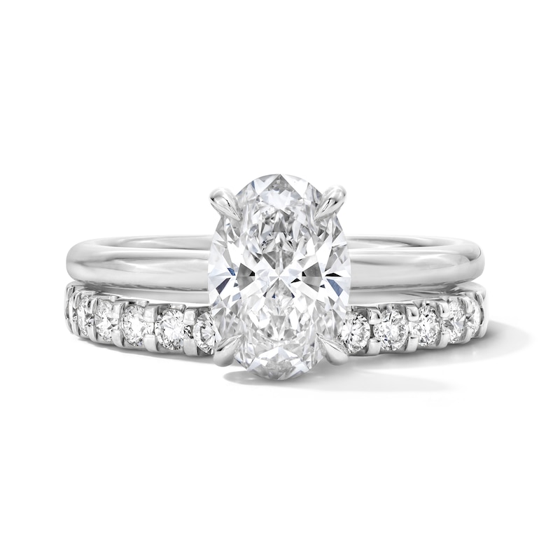 Main Image 1 of 2 CT. T.W. Oval Certified Lab-Grown Diamond Bridal Set in 14K White Gold (F/VS2)
