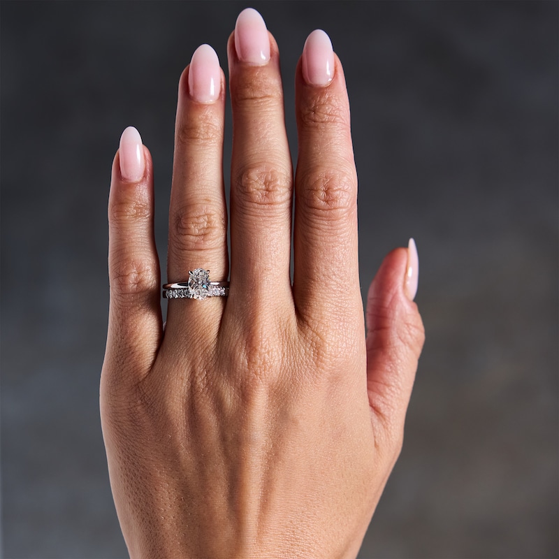 Main Image 2 of 2 CT. T.W. Oval Certified Lab-Grown Diamond Bridal Set in 14K White Gold (F/VS2)