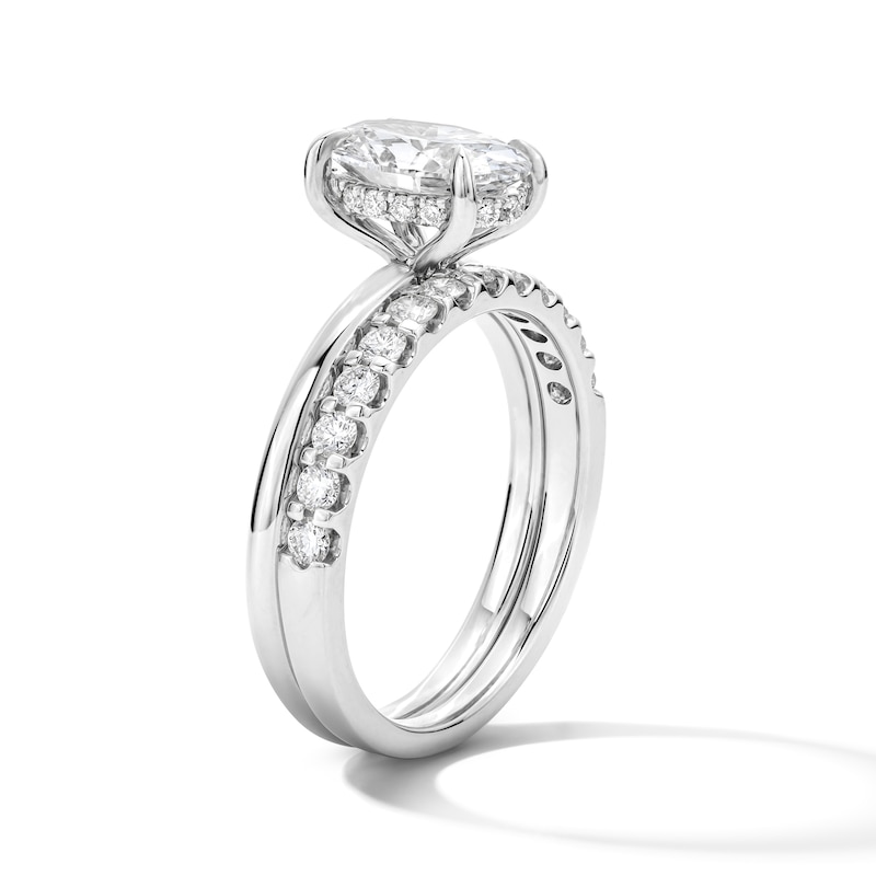 Main Image 5 of 2 CT. T.W. Oval Certified Lab-Grown Diamond Bridal Set in 14K White Gold (F/VS2)