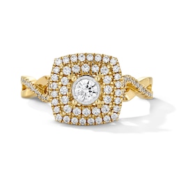 1/2 CT. T.W. Diamond Double Cushion Frame Engagement Ring in 10K Gold