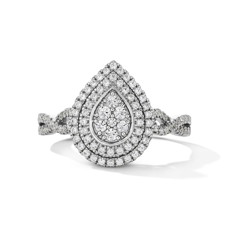 Main Image 1 of 1/2 CT. T.W. Multi-Diamond Double Frame Engagement Ring in 10K White Gold