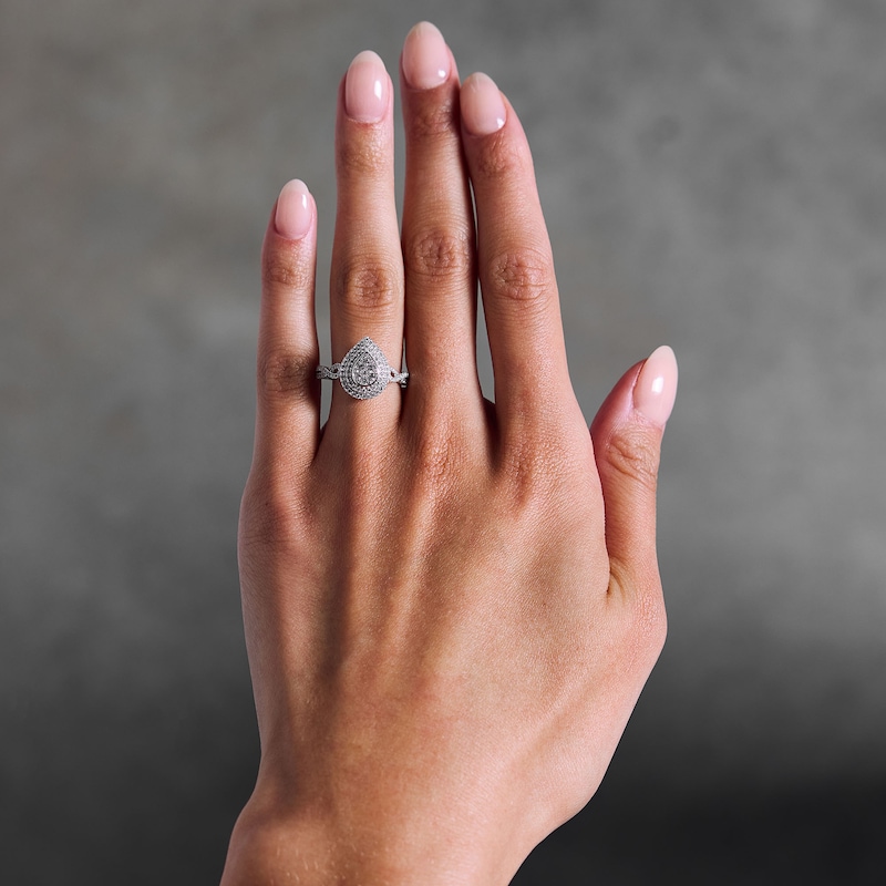 Main Image 2 of 1/2 CT. T.W. Multi-Diamond Double Frame Engagement Ring in 10K White Gold