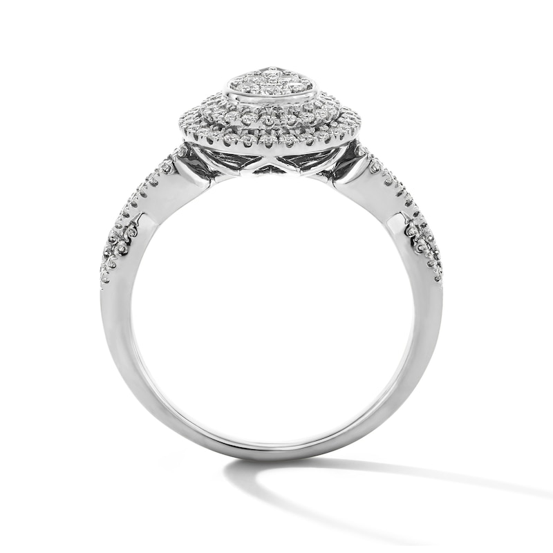 Main Image 3 of 1/2 CT. T.W. Multi-Diamond Double Frame Engagement Ring in 10K White Gold