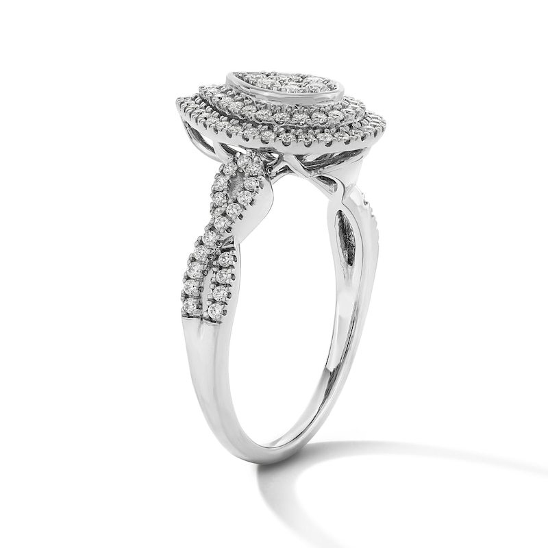 Main Image 5 of 1/2 CT. T.W. Multi-Diamond Double Frame Engagement Ring in 10K White Gold