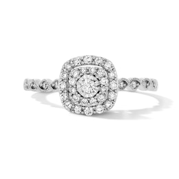 1/4 CT. T.W. Diamond Double Cushion Frame Promise Ring in 10K White Gold