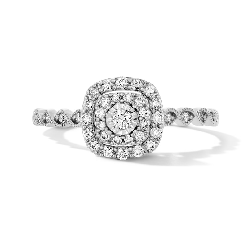 Main Image 1 of 1/4 CT. T.W. Diamond Double Cushion Frame Promise Ring in 10K White Gold