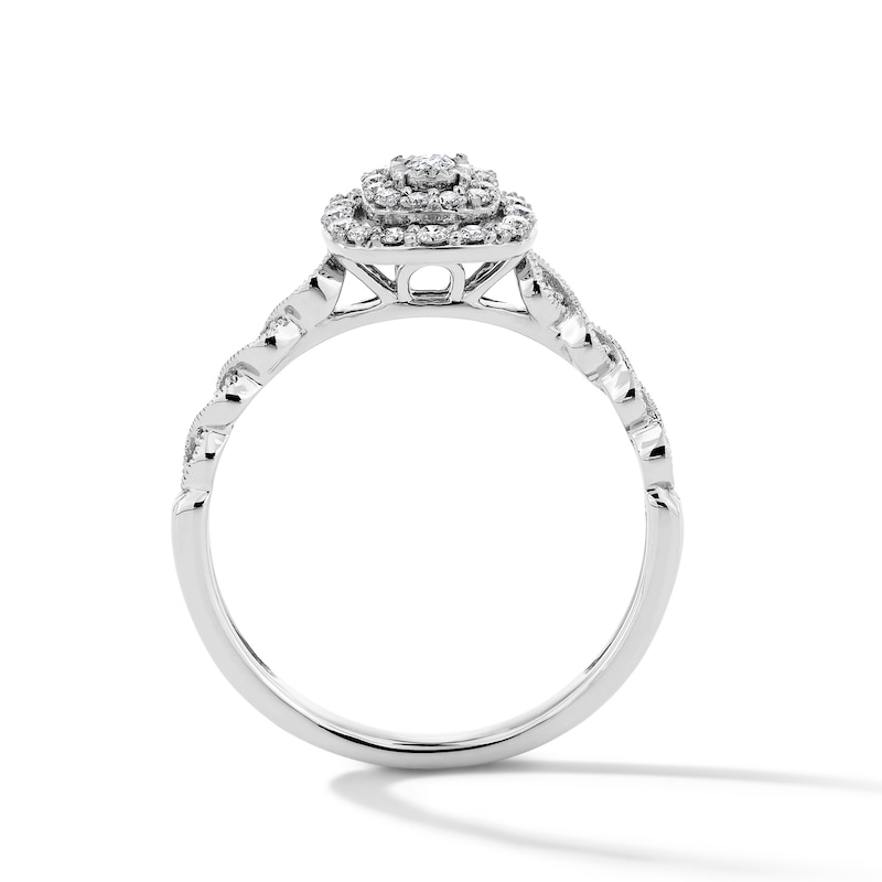 Main Image 3 of 1/4 CT. T.W. Diamond Double Cushion Frame Promise Ring in 10K White Gold