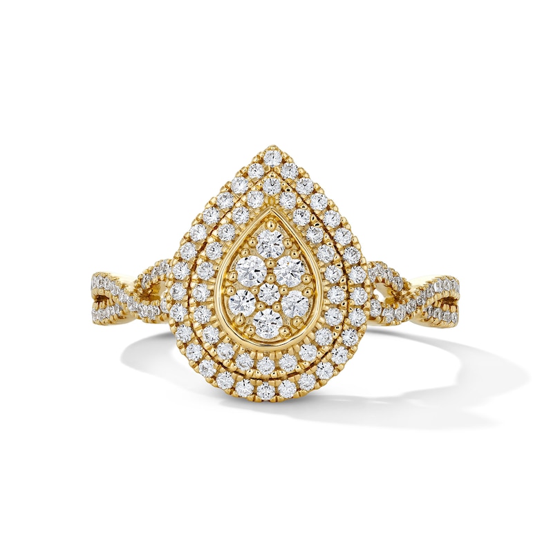 Main Image 1 of 1/2 CT. T.W. Multi-Diamond Double Frame Engagement Ring in 10K Gold