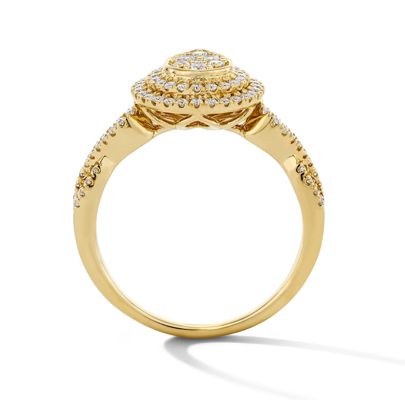 Main Image 3 of 1/2 CT. T.W. Multi-Diamond Double Frame Engagement Ring in 10K Gold