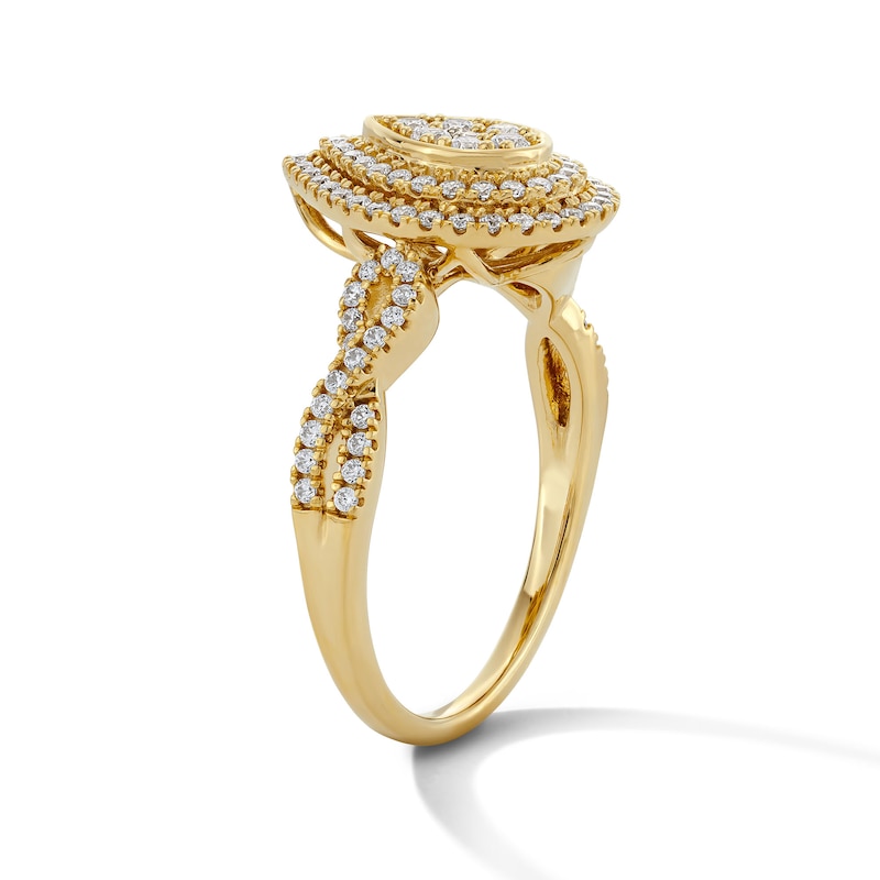 Main Image 5 of 1/2 CT. T.W. Multi-Diamond Double Frame Engagement Ring in 10K Gold