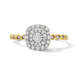 1/4 CT. T.W. Diamond Double Cushion Frame Promise Ring in 10K Gold