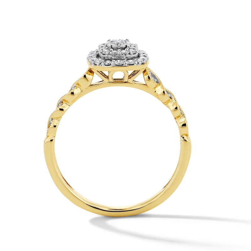 Main Image 3 of 1/4 CT. T.W. Diamond Double Cushion Frame Promise Ring in 10K Gold