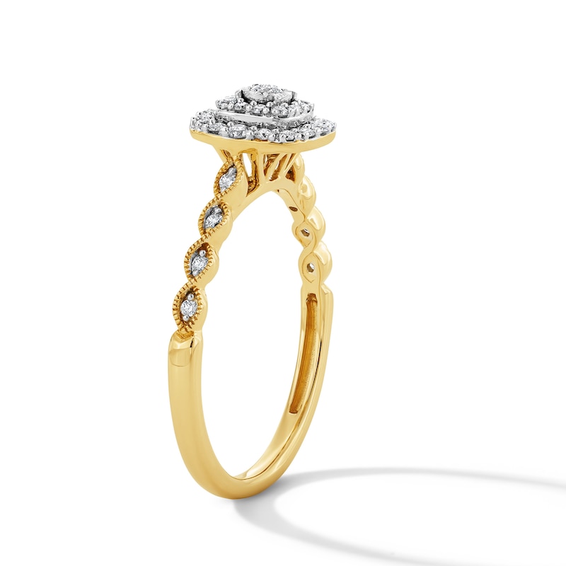 Main Image 5 of 1/4 CT. T.W. Diamond Double Cushion Frame Promise Ring in 10K Gold