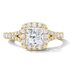 1-1/2 CT. T.W. Princess-Cut Certified Lab-Grown Diamond Frame Engagement Ring in 14K Gold (F/VS2)