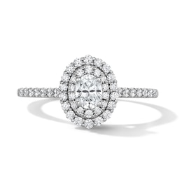 1/2 CT. T.W. Oval Lab-Grown Diamond Double Frame Promise Ring in 10K White Gold (F/SI2)