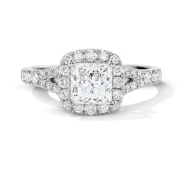 1-1/2 CT. T.W. Princess-Cut Certified Lab-Grown Diamond Frame Engagement Ring in 14K White Gold (F/VS2)