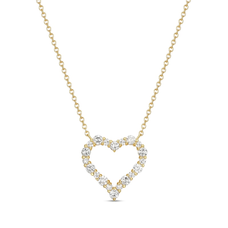 Main Image 1 of 1/2 CT. T.W. Lab-Grown Diamond Open Heart Necklace in Sterling Silver with 18K Gold Plate (F/VS2)