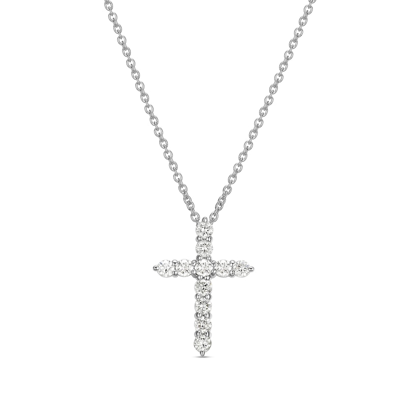 Main Image 1 of 1/2 CT. T.W. Lab-Grown Diamond Cross Necklace in Sterling Silver (F/VS2)