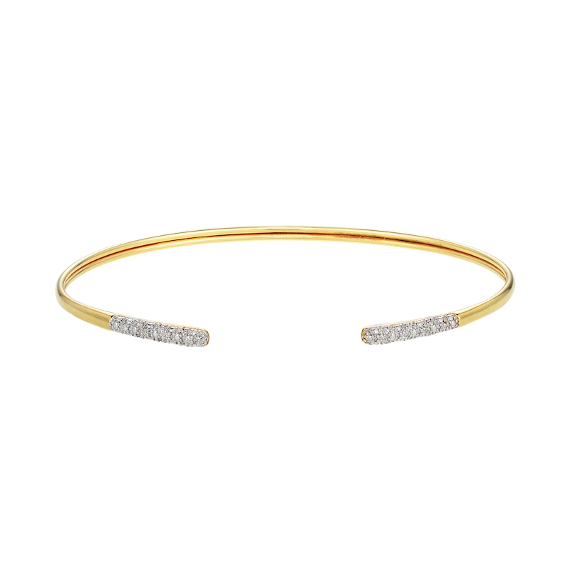 Main Image 1 of 1/10 CT. T.W. Diamond Bangle Bracelet in Sterling Silver with 18K Gold Plate