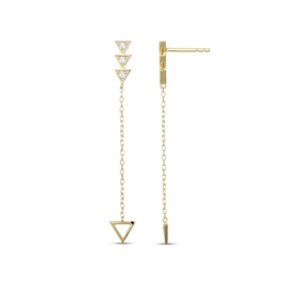 Diamond Accent Geometric Arrow Dangle Earrings in Sterling Silver with 18K Gold Plate
