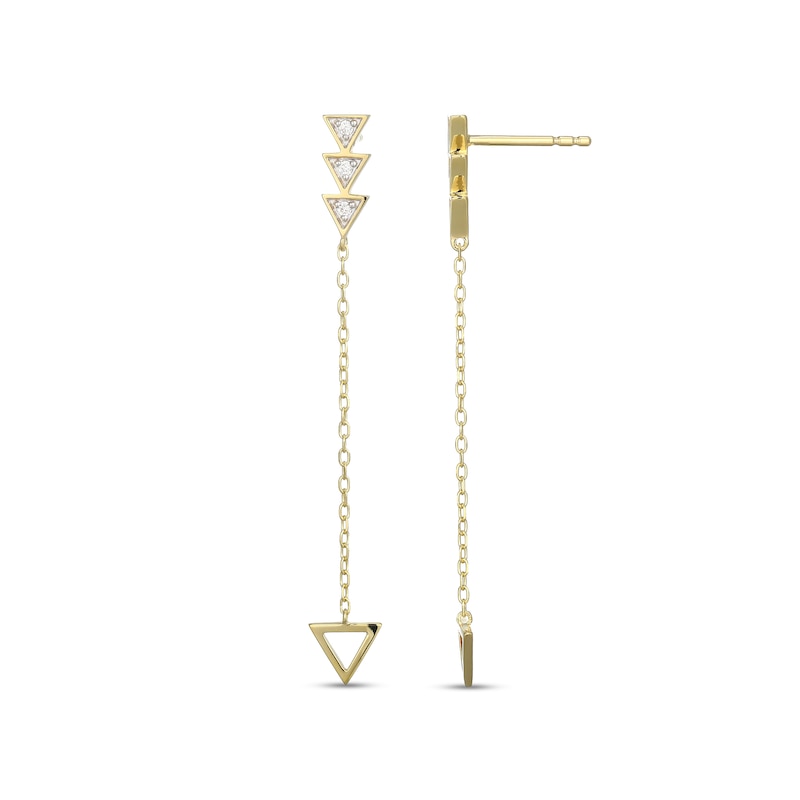 Main Image 1 of Diamond Accent Geometric Arrow Dangle Earrings in Sterling Silver with 18K Gold Plate