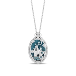 Enchanted Disney Cinderella Blue Quartz, Blue Topaz and 1/6 CT. T.W. Diamond Pendant in Sterling Silver - 19"