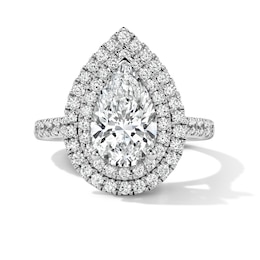 3 CT. T.W. Pear-Shaped Certified Lab-Grown Diamond Double Frame Engagement Ring in 14K White Gold (F/VS2)