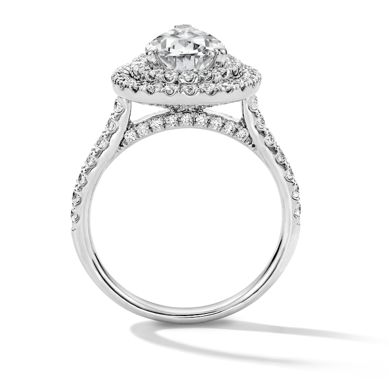 Main Image 2 of 3 CT. T.W. Pear-Shaped Certified Lab-Grown Diamond Double Frame Engagement Ring in 14K White Gold (F/VS2)