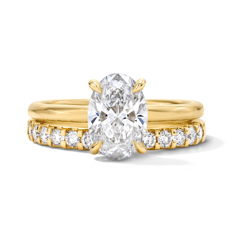 Main Image 1 of 2 CT. T.W. Oval Certified Lab-Grown Diamond Bridal Set in 14K Yellow Gold (F/VS2)