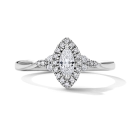 3/8 CT. T.W. Marquise-Cut Certified Lab-Grown Diamond Frame Promise Ring in 10K White Gold (F/SI2)