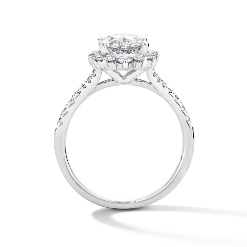 Main Image 3 of 2-5/8 CT. T.W. Oval Certified Lab-Grown Diamond Starburst Frame Engagement Ring in 14K White Gold (F/VS2)