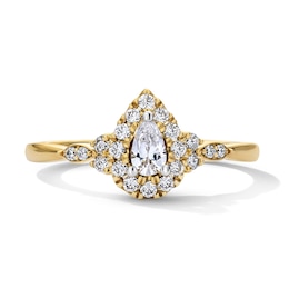 3/8 CT. T.W. Pear-Shaped Certified Lab-Grown Diamond Frame Promise Ring in 10K Gold (F/SI2)