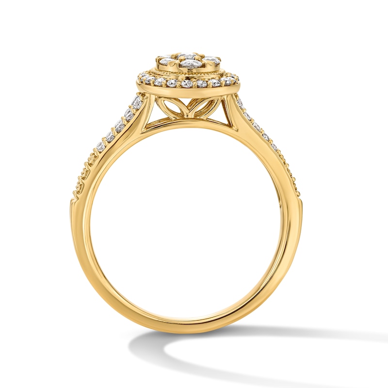 Main Image 3 of 1/2 CT. T.W. Multi-Diamond Pear-Shaped Frame Split Shank Engagement Ring in 10K Gold