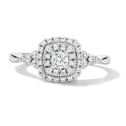 1/2 CT. T.W. Certified Lab-Grown Diamond Double Frame Engagement Ring in 10K White Gold (F/S12)