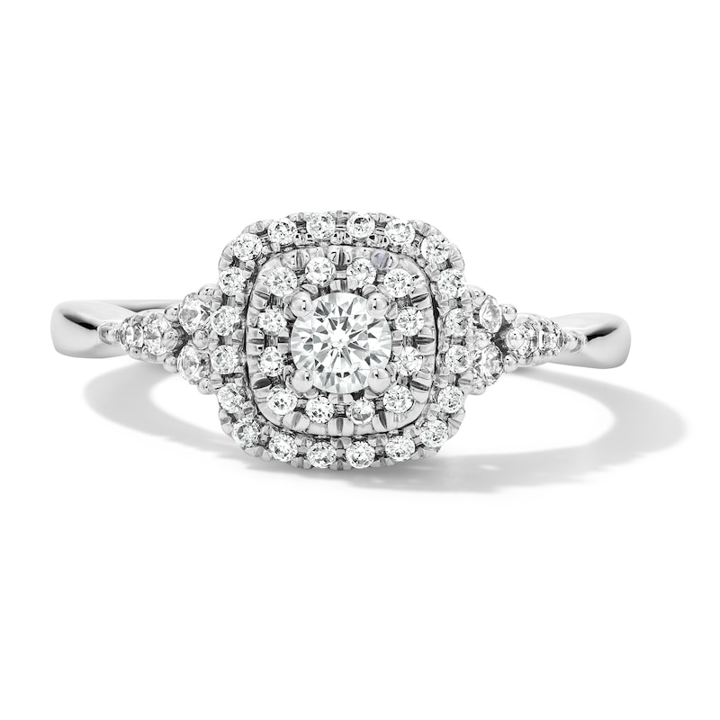 Main Image 1 of 1/2 CT. T.W. Certified Lab-Grown Diamond Double Frame Engagement Ring in 10K White Gold (F/S12)