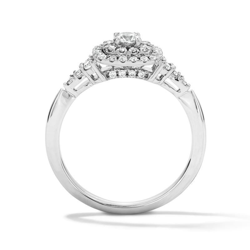 Main Image 2 of 1/2 CT. T.W. Certified Lab-Grown Diamond Double Frame Engagement Ring in 10K White Gold (F/S12)