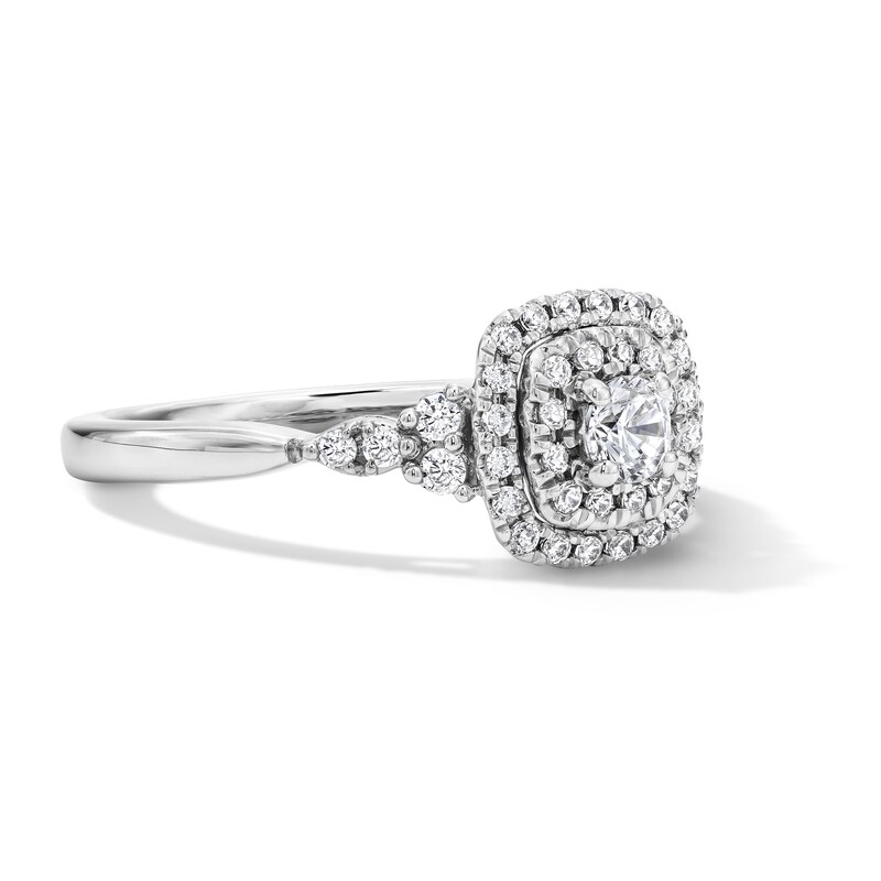 Main Image 3 of 1/2 CT. T.W. Certified Lab-Grown Diamond Double Frame Engagement Ring in 10K White Gold (F/S12)
