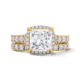4-1/2 CT. T.W. Princess-Cut Certified Lab-Grown Diamond Frame Bridal Set in 14K Gold (F/VS2)