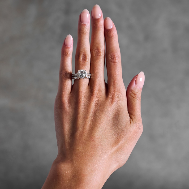 Main Image 2 of 4-1/2 CT. T.W. Princess-Cut Certified Lab-Grown Diamond Frame Bridal Set in 14K Gold (F/VS2)