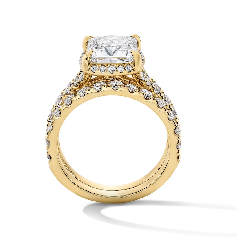 Main Image 3 of 4-1/2 CT. T.W. Princess-Cut Certified Lab-Grown Diamond Frame Bridal Set in 14K Gold (F/VS2)