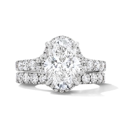 4-1/2 CT. T.W. Oval Certified Lab-Grown Diamond Frame Bridal Set in 14K White Gold (F/VS2)