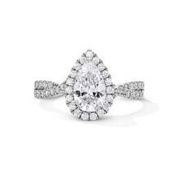 1-3/8 CT.T.W. Pear-Shaped Certified Lab-Grown Diamond Frame Ring in 14K White Gold (F/VS2)