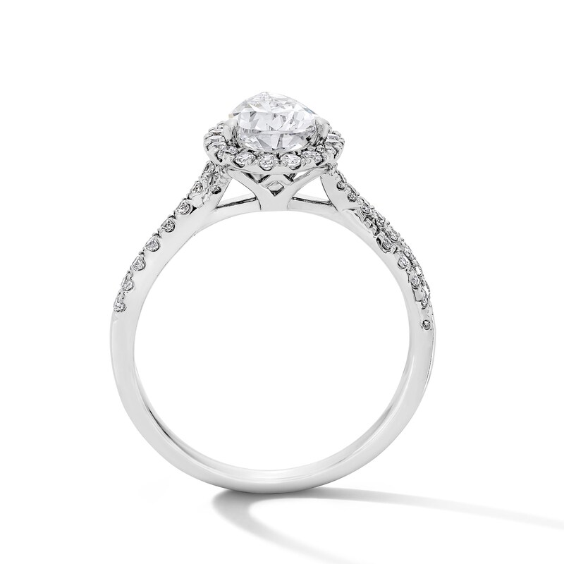 Main Image 3 of 1-3/8 CT.T.W. Pear-Shaped Certified Lab-Grown Diamond Frame Ring in 14K White Gold (F/VS2)