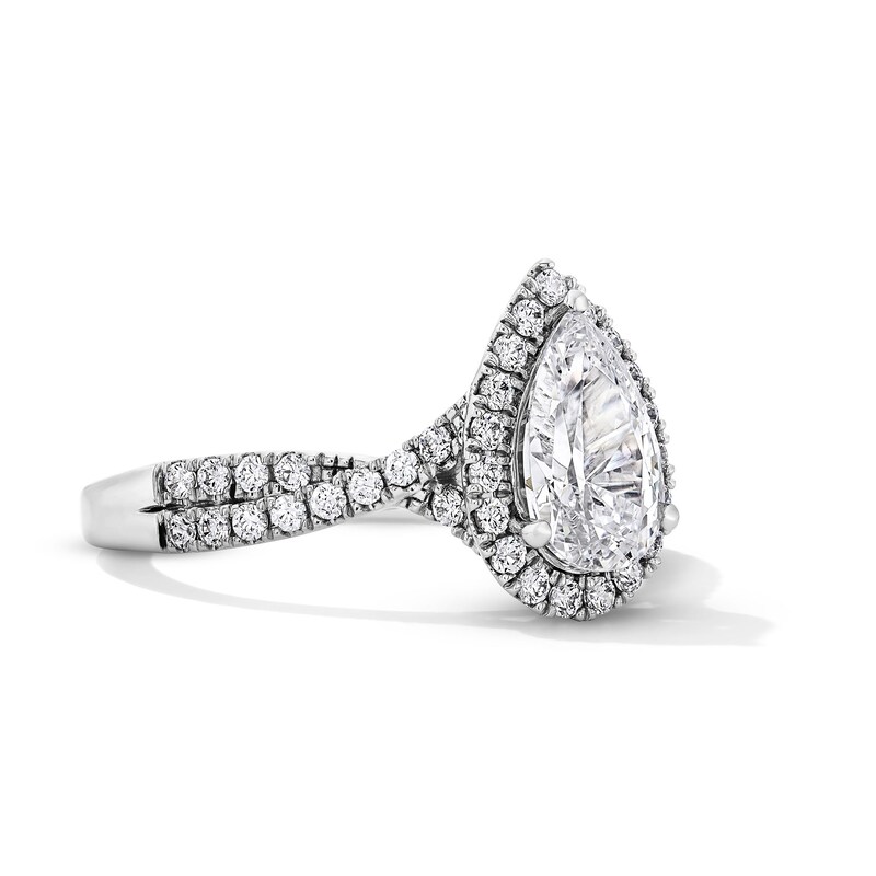 Main Image 4 of 1-3/8 CT.T.W. Pear-Shaped Certified Lab-Grown Diamond Frame Ring in 14K White Gold (F/VS2)